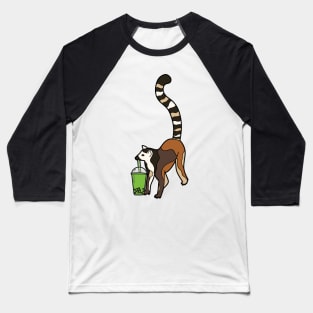 Lemur Drinking Tea Baseball T-Shirt